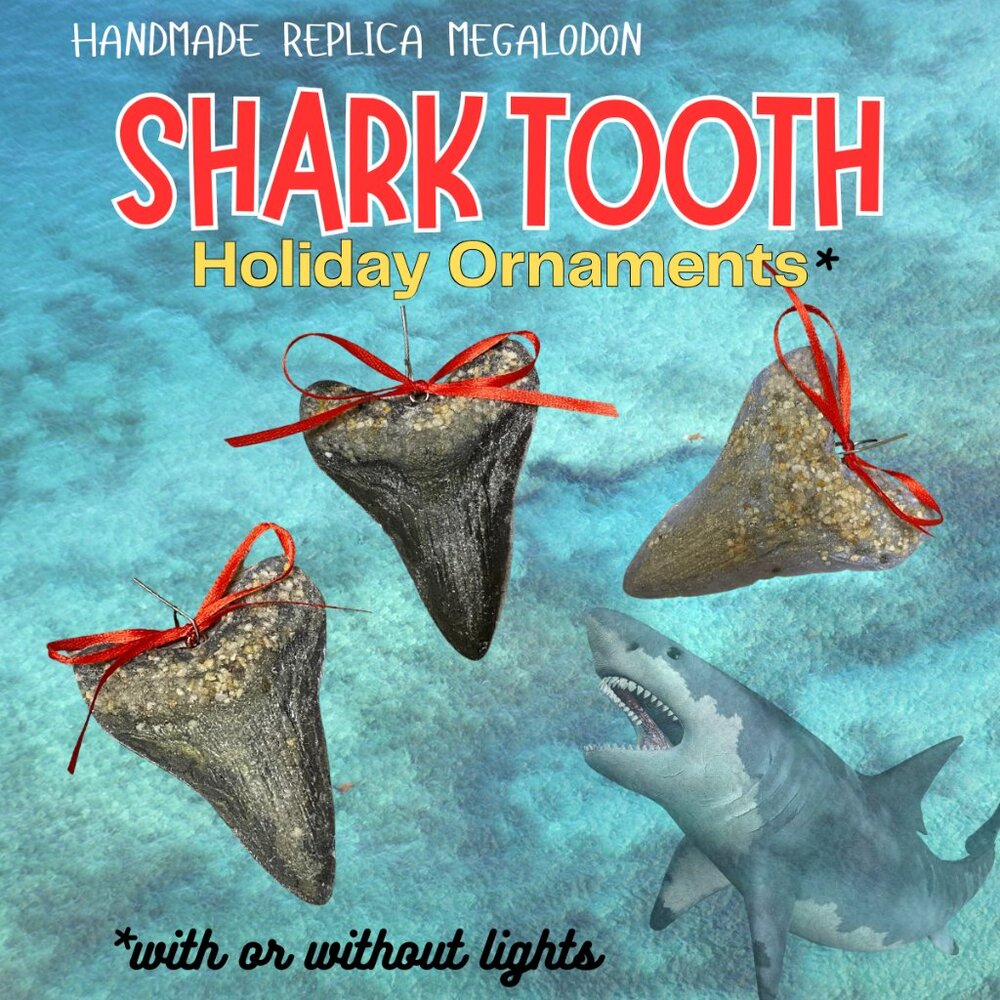 Handmade Megalodon Shark Tooth Ornaments